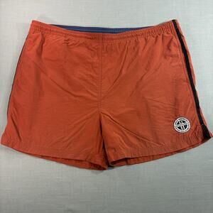 Vintage Cutter & Buck Swim Trunks Mens L Orange Lined Logo Patch Shorts